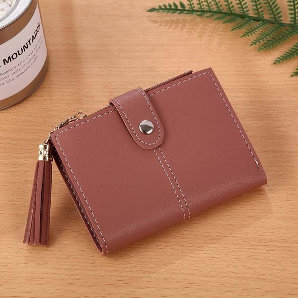

wallets wallet women simple short tassel coin purse card holders handbag portefeuille femme, Red;black