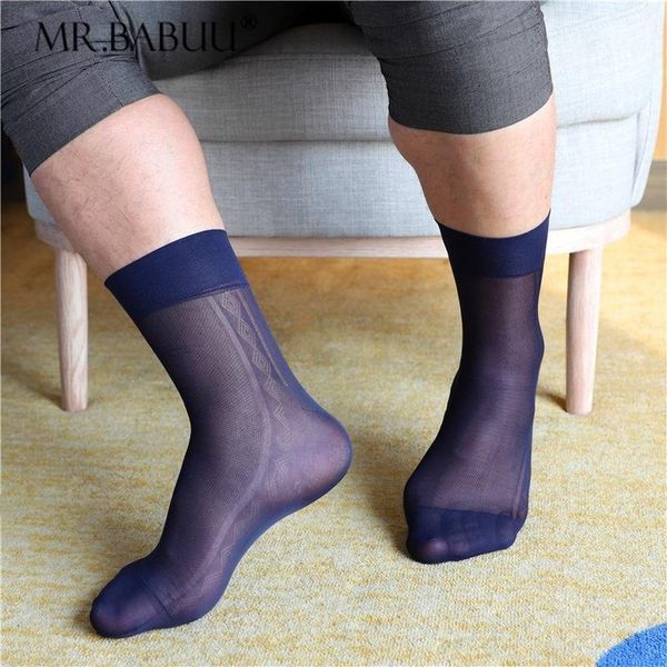 

men's socks summer light and breathable retro texture business suit casual nylon short stockings men, Black