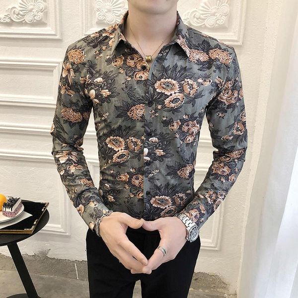 

men's casual shirts fall 2021 shirt fashion dress deluxe printed is suitable for all long-sleeved, White;black