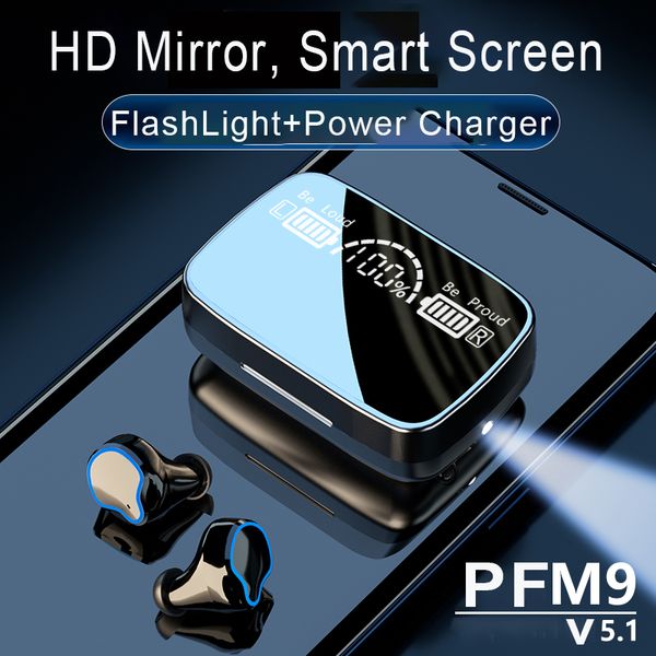 

tws wireless headphones bluetooth-compatible earphones bass stereo 3500mah flashlight charging box noise cancelling headset