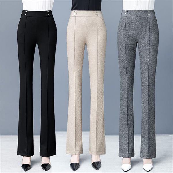 

wide leg autumn high waist women pant straight middle aged versatile loose casual trousers ladies office, Black;white