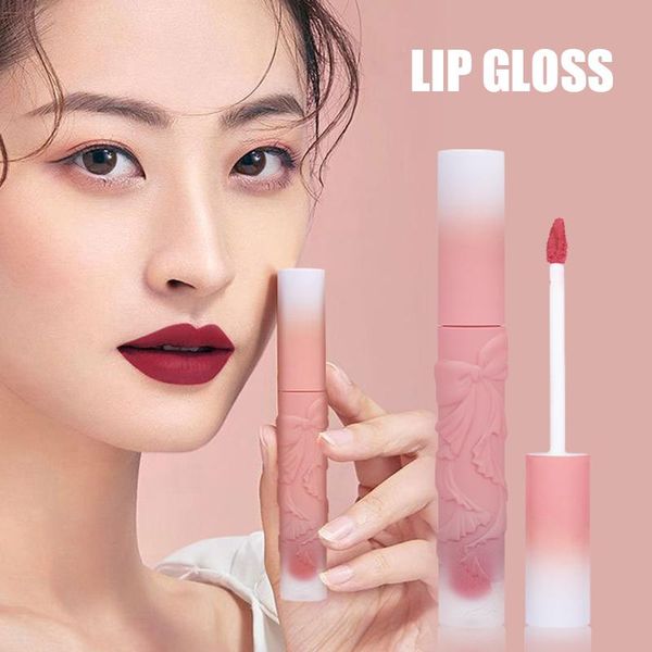 

lip gloss glaze light color mousse soft mist long lasting nude mud waterproof sweat proof delicate cute beautiful unique cosmetic