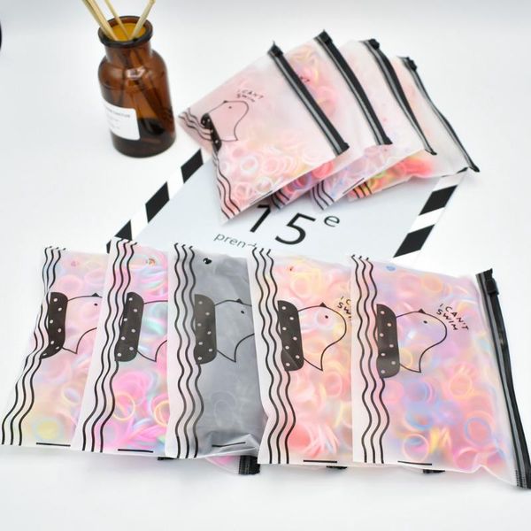 

hair accessories 500 pcs/bag candy color rope child baby holders rubber bands elastics tie braids gift, Slivery;white