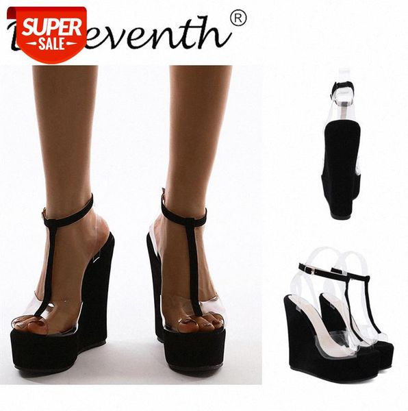 

zi ling european and american 16 cm slope heel simple super sandals plus size women's shoes #rs1u, Black