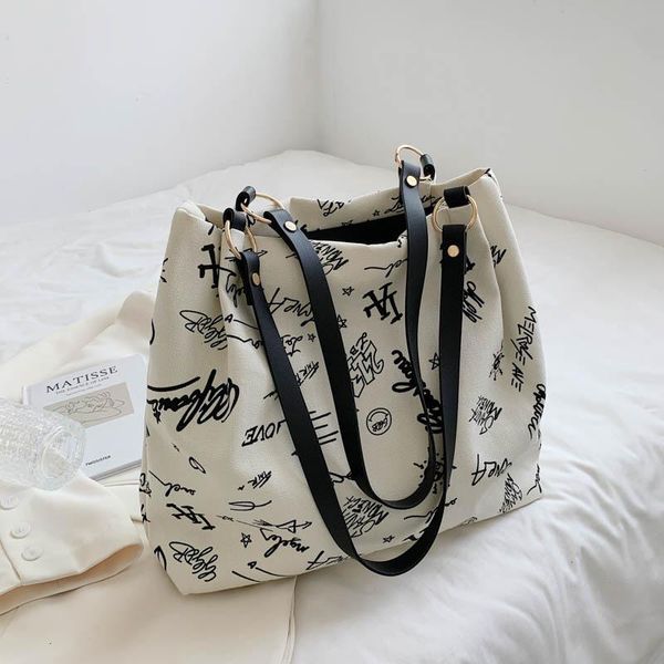 

evening bags canvas graffiti shoulder tote bag for women luxury designer handbag clucth purses crossbody bucket shopping baguette