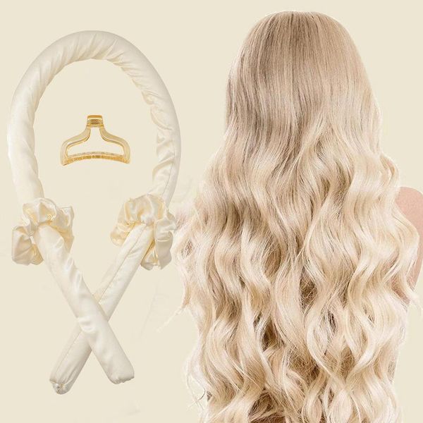 

hair clips & barrettes lazy sleeping foam sponge no heat curling stick big wave curler for women girls, Golden;silver