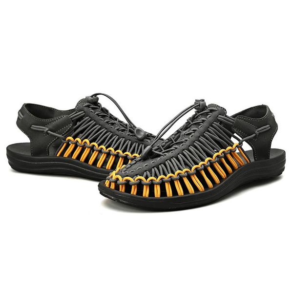 

sandals large men sandalias sandalhas outdoor shoes plage male leather casual 44 footwear walking s dress luxury comfort size sandalia, Black