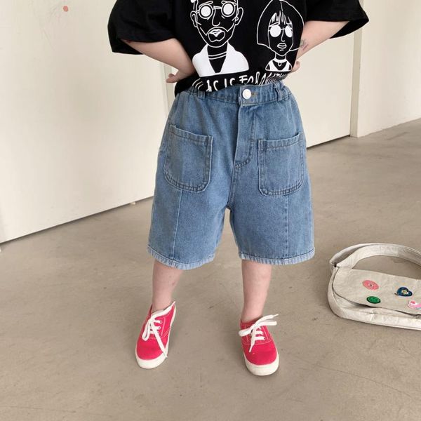 

shorts summer kids denim 2021 baby girls boys casual loose jeans 2-8 y children's korean style toddler, Black