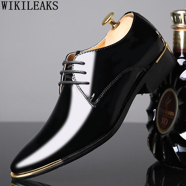 

designer oxford shoes for men patent leather dress wedding luxury los zapatos de hombres chaussure homme, Black