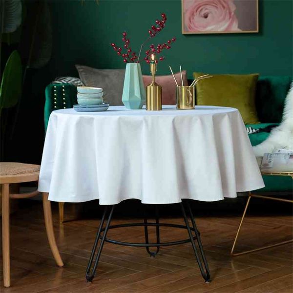 1 pcs redondo puro branco de cor de cor branca 100cm 120 cm 150cm mesa decoração mesa de mesa 210626
