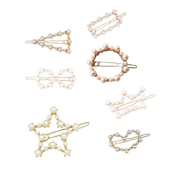 

hair clips korean pearls geometric heart star fringe barrette women ponytail clip