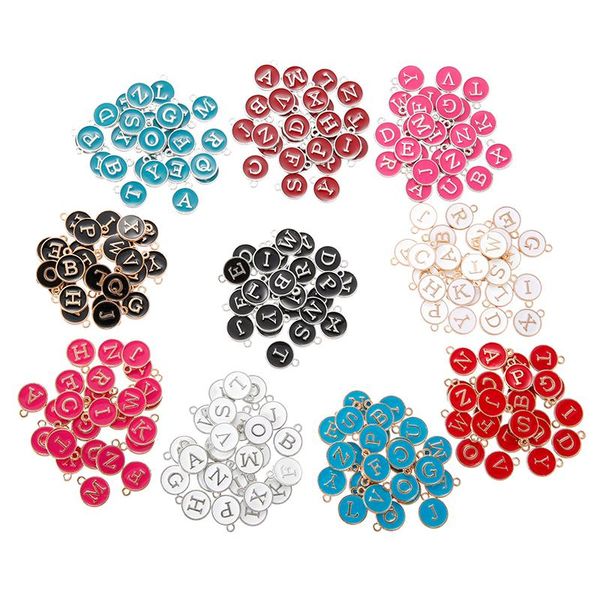 

charms yuenz 26pcs a-z letter diy accessories enamel alphabet alloy small pendant for bracelet 15*13mm w85, Bronze;silver