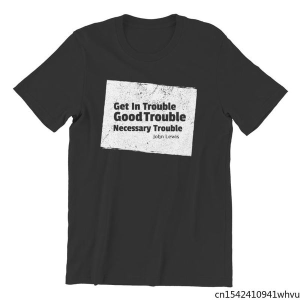 

men's t-shirts good trouble necessary couples punk anime oversized male korean style custom men, White;black