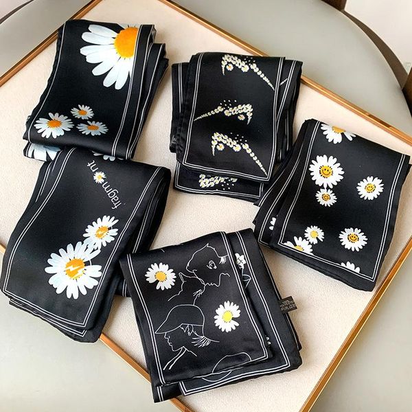 

scarves fashion foulard silk hair scarf for women lady ribbon design wrist towel shawl french skinny, Blue;gray