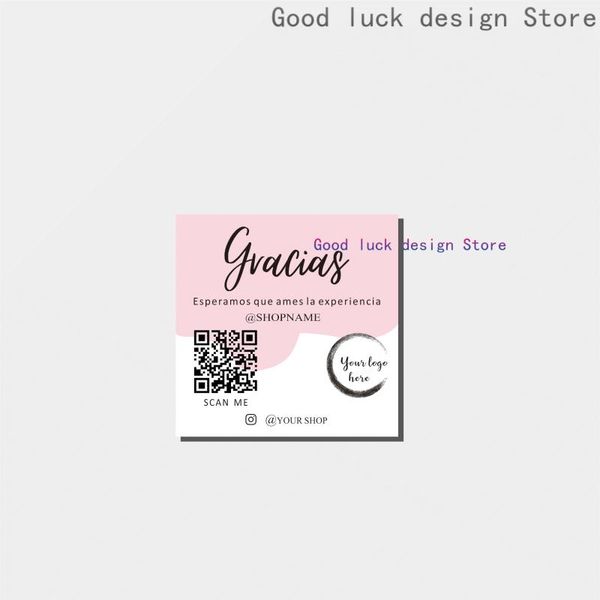 

customize mini pink thank you for your order insert card template small business modern packaging greeting cards