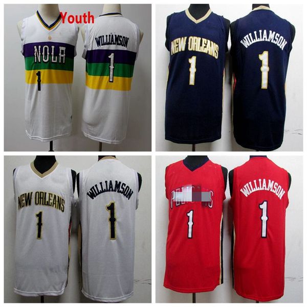 

2019 men kids zion 1 williamson jersey new orleanspelicansbasketball jerseys youth 2020 city new edition white black red