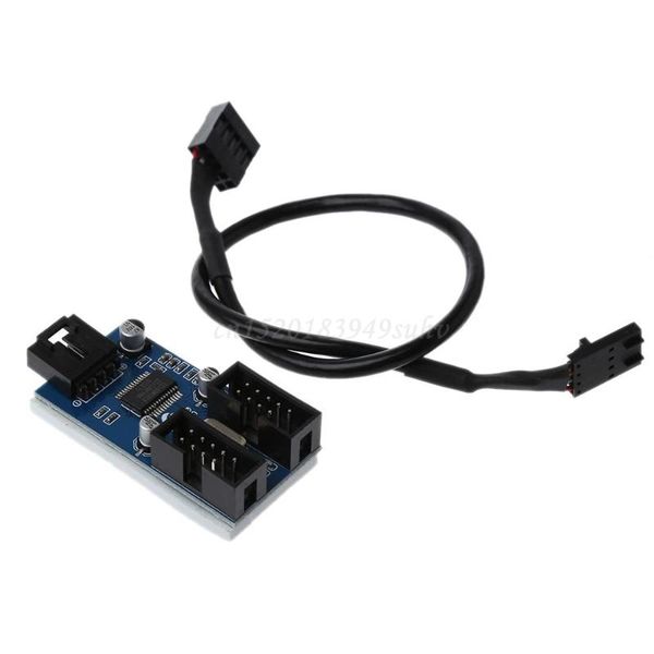 

motherboard usb 9pin interface header splitter 1 to 2 extension cable extender adapter 9-pin hub connectors for pc computer cables &