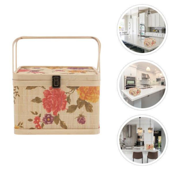 

1pc portable dried fruit storage basket gift box handwoven bamboo baskets