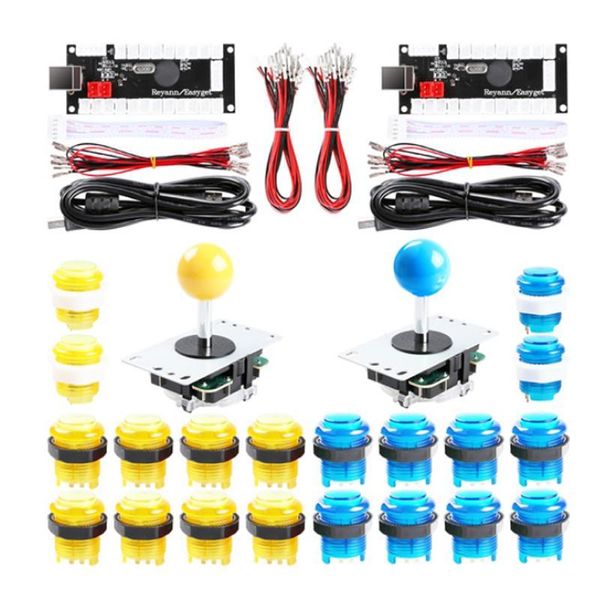 

player led arcade diy parts 2x usb encoder + ellipse oval style joystick 20x buttons for pc mame raspberry pi game controllers & joysticks