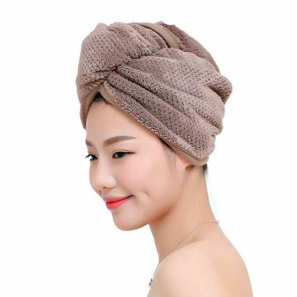

towel absorbent hair quickly drying turban bathing cap bathrobe hat