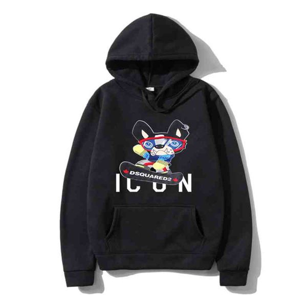 

european and american dsq fall/winter new men's women's pullover couple hoodie icon warm slim clothes d2, Black