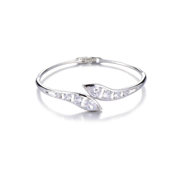 

bangle fashion trendy alloy ziron bangles bracelets for women chunky shiny cubic zirconia charm jewelry gifts silver gold color 2021, Black