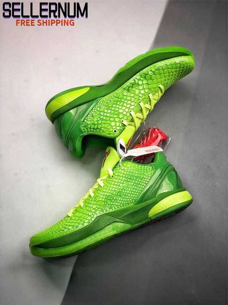 

released christmas 6 protro grinch mamba green apple/volt-crimson-black man outdoor shoes sports sneakers, White;red