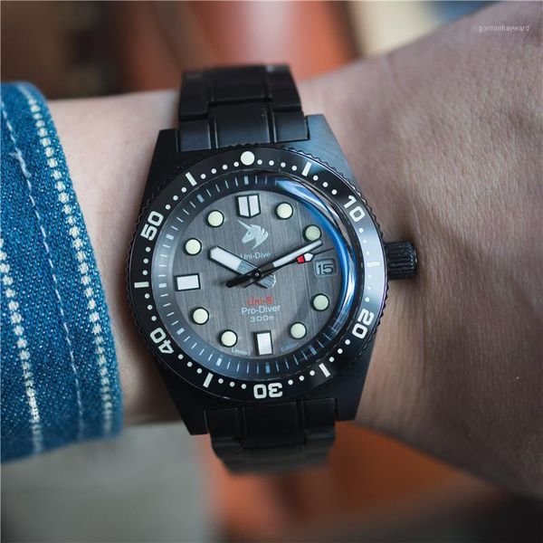 

proxima men's watches fashion gray dial rubber strap male hand wind mechanical wristwatch sapphire glass luxury diver watch wristwatche, Slivery;brown