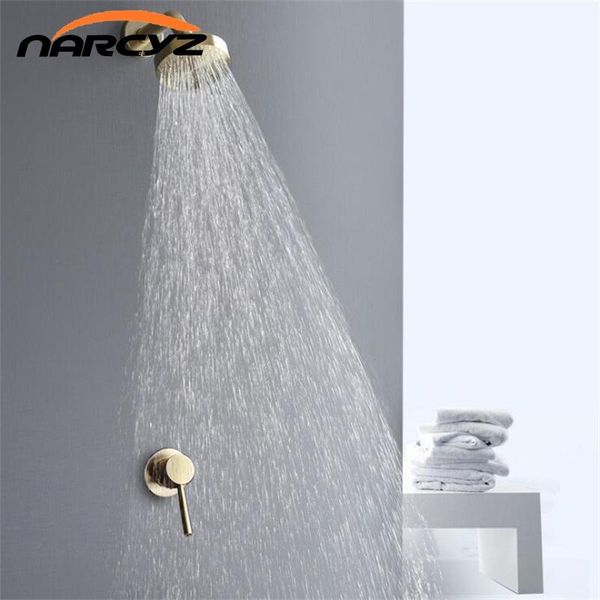 

shower concealed wall-mounted 304 stainless steel sprinkler full copper brushed gold head xt423 bathroom sets