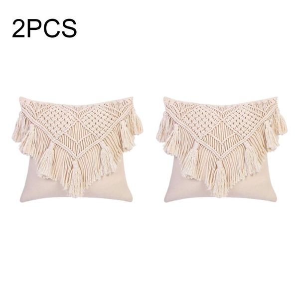 

cushion/decorative pillow 2pcs comfy macrame with tassel woven throw cover car interior cushion case home decor square washable cotton blend