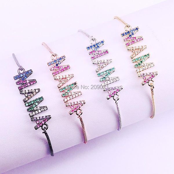 

link, chain 10pcs fashion jewelry mix color micro paved multicolor cz mama letters connector bracelet mom gift, Black