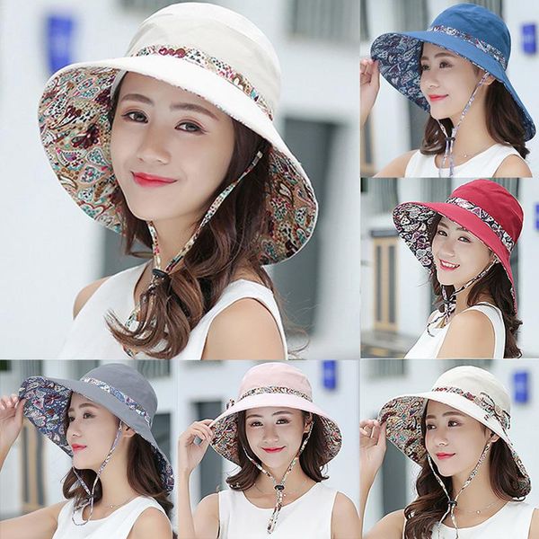 

wide brim hats 1pcs women's fashion ethnic style sunscreen fisherman hat big sun basin double-sided ladies s78, Blue;gray