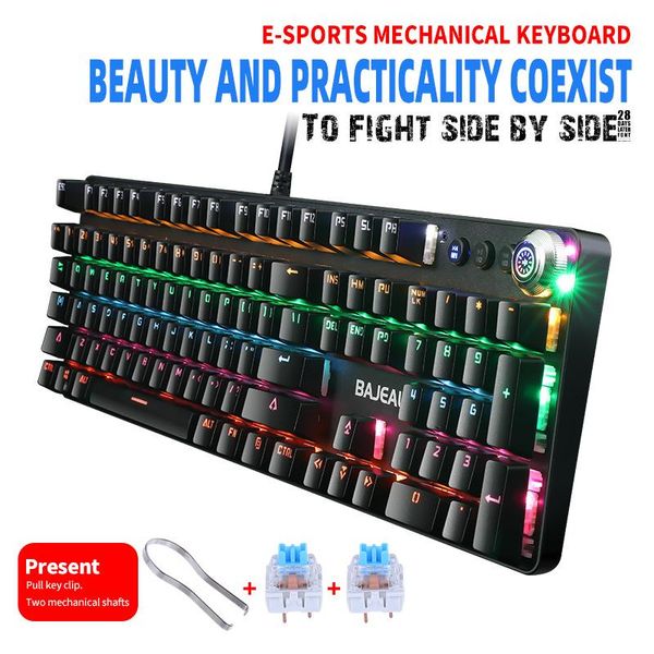 

keys usb wired gaming mechanical keyboard blue switch pc for game lap2021 keyboards