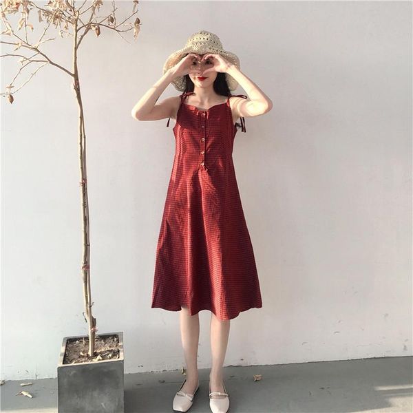 

casual dresses vintage sweet korean style plaid dress women's clothing fashion brand summer halter v-neck off shoulder button long, Black;gray