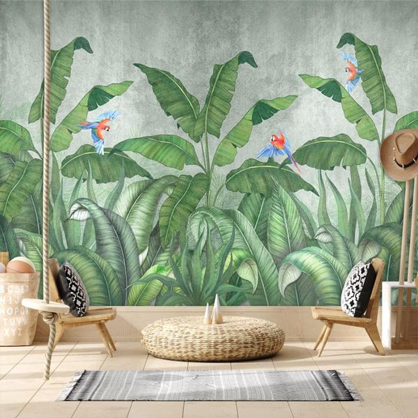 

wallpapers custom 3d modern tropical banana tree removable for living room self adhesive mural walls papers home decor green art