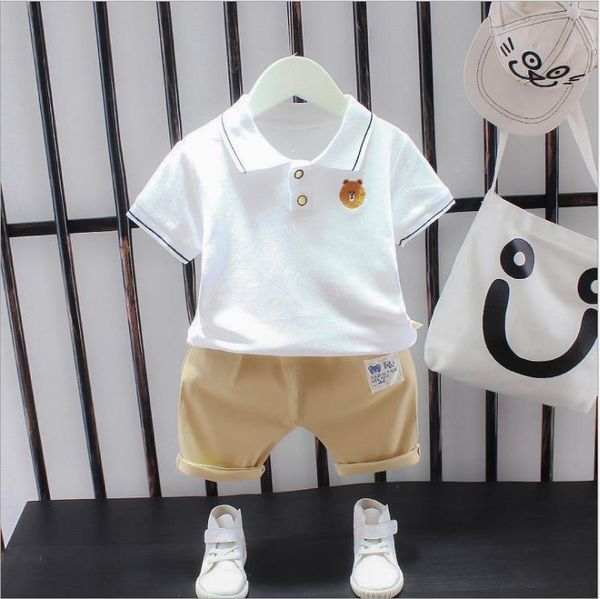 

baby little boys clothing set summer cotton children kids sport suit costume toddler boys formal clothes sets for 1 2 3 4 years, White