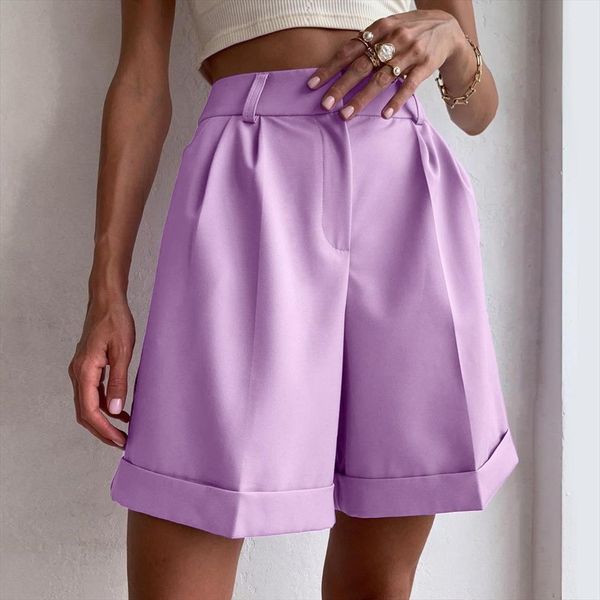 

summer high waist loose white womens shorts classic knee length office casual black candy, White;black