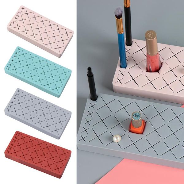 

bathroom storage & organization 1pc abs silicone lipstick organizer rectangle jewelry box rack makeup brush holder cosmetic case household s