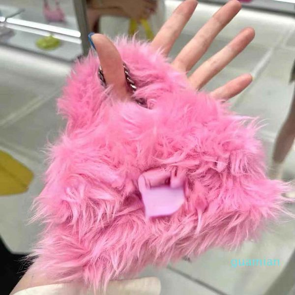 

new designer brands faux fur women handbags luxury fluffy plush shoulder crossbody bags female small purses winter 0883