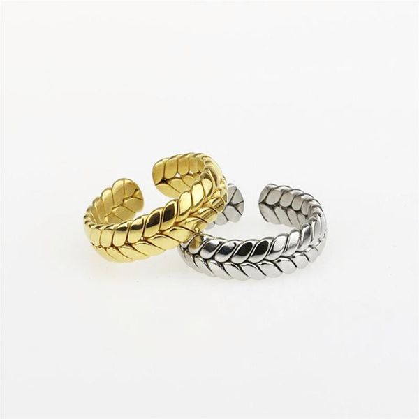 

cluster rings sole memory leaves wheat braided rope 925 sterling silver female resizable opening sri617, Golden;silver