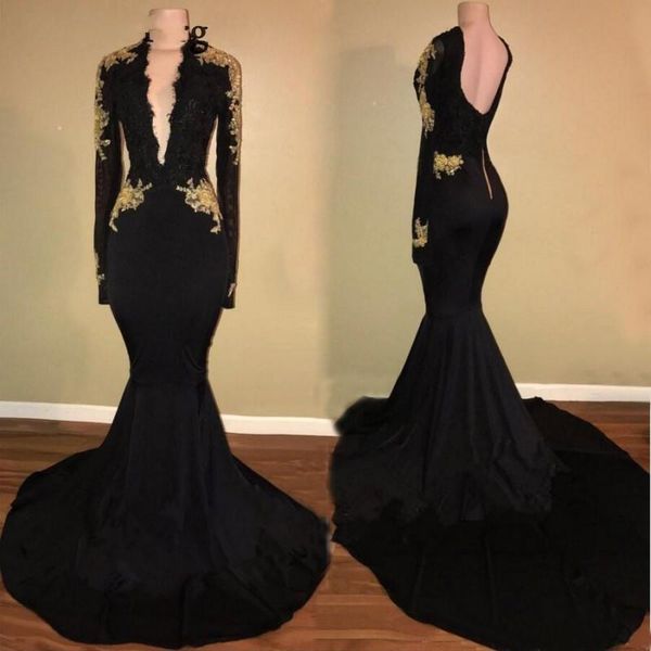 

party dresses 2021 deep v neck backless mermaid black prom long sleeves lace beaded vestido de festa for gowns, White;black