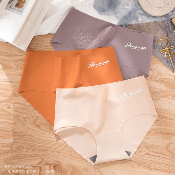 

3pcs seamless panty set underwear letter comfortable intimates fashion female low-rise briefs ice silk lingerie drop ship, Black;pink