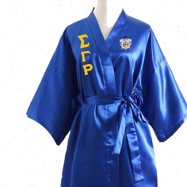 

sorority fraternity loose silk womens sleepwears bathrobe lace satin sgr clothes robe, Black;red