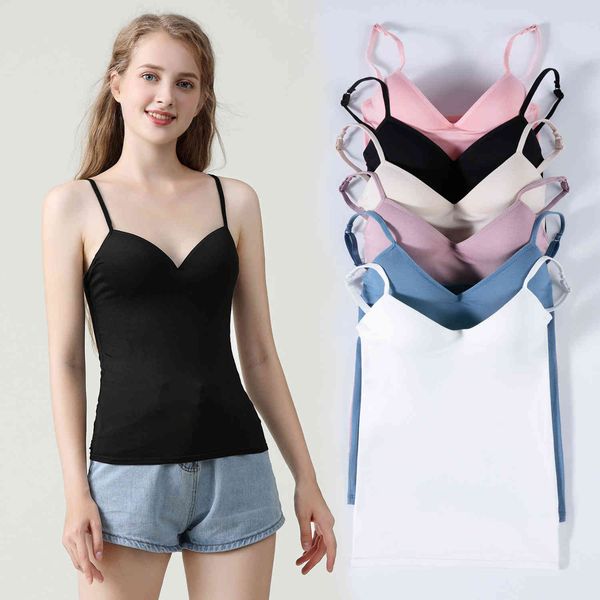 

summer korean new lady modal one piece rimless bra sling vest, White;black