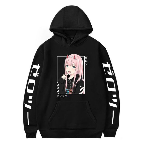 

2021 black new darling in the franxx hoodies anime zero two hoodie 3d sweatshirt cute boy girl clothes kids full size y0319