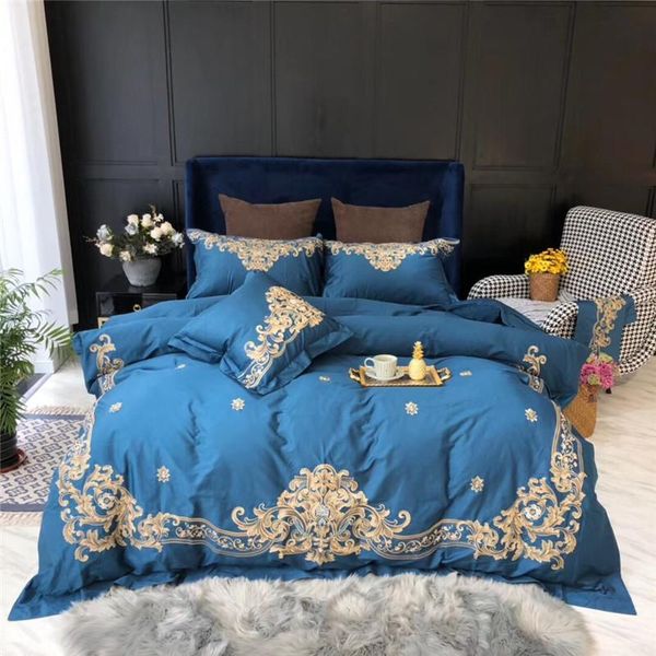 

bedding sets embroidered 100% egyptian cotton stitch duvet cover set premium soft breathable king  size with bed sheet