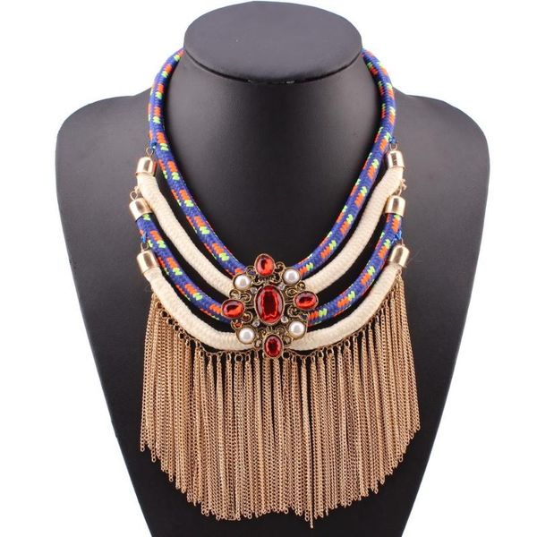 

pendant necklaces arrival latest design 2021 fashion gold color tassel necklace chunky pearl statement handmade women, Silver