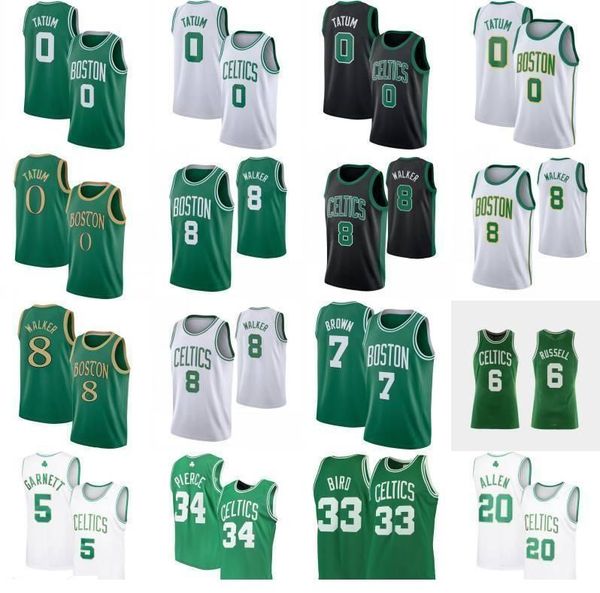 

mens basketball jerseys kemba 8 walker jayson 0 tatum bill 6 russell larry 33 bird rondo kevin 5 garnett paul 34 pierce 20 allen 93 jersey, Black;red