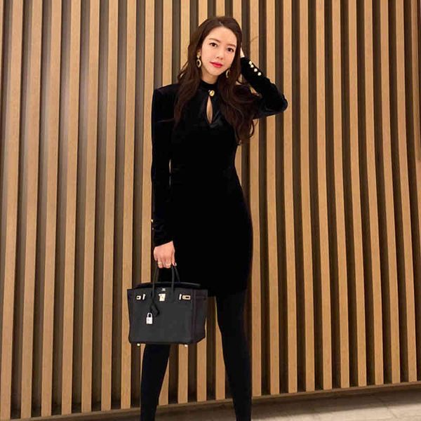 

arrival female fashion temperament ladies get neck out simple long pencil dress, Black;gray