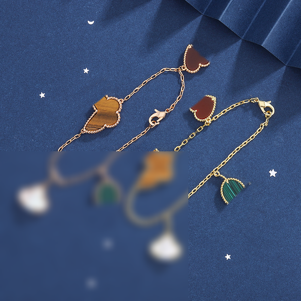 

four-leaf clover messy flower lucky bracelet female butterfly heart-shaped leaf lucky bracelet bracelet jewelry party birthday gift tennis j, Golden;silver